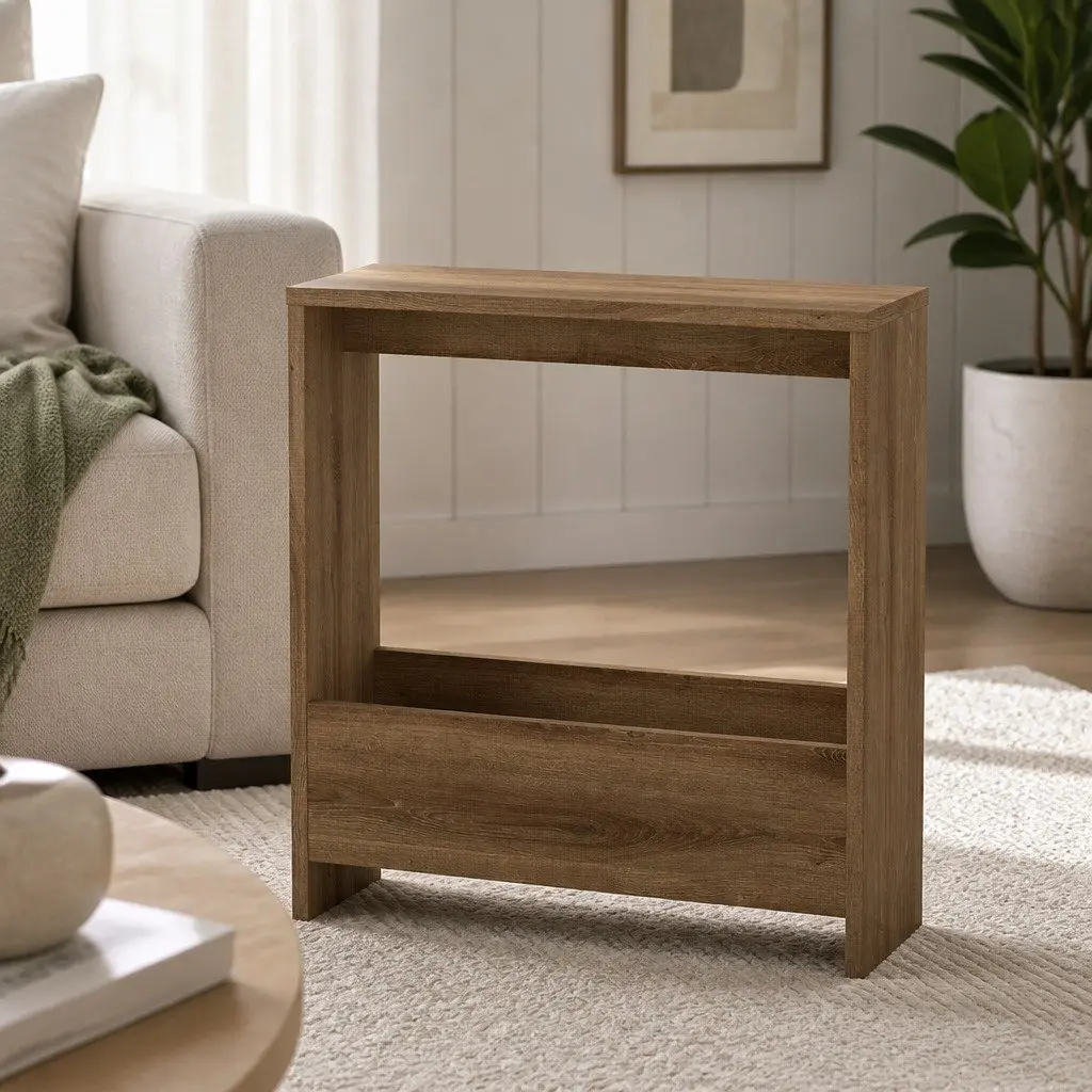 Side Table with Magazine Rack Small End Table Compact Storage Bedroom Living