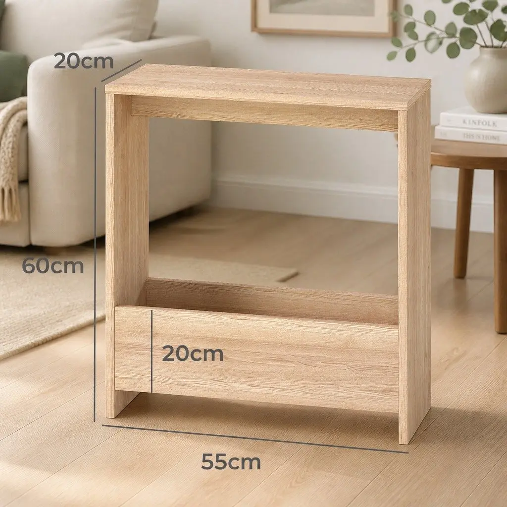 Compact Side Table with Magazine Rack Storage Modern End Table Small Living