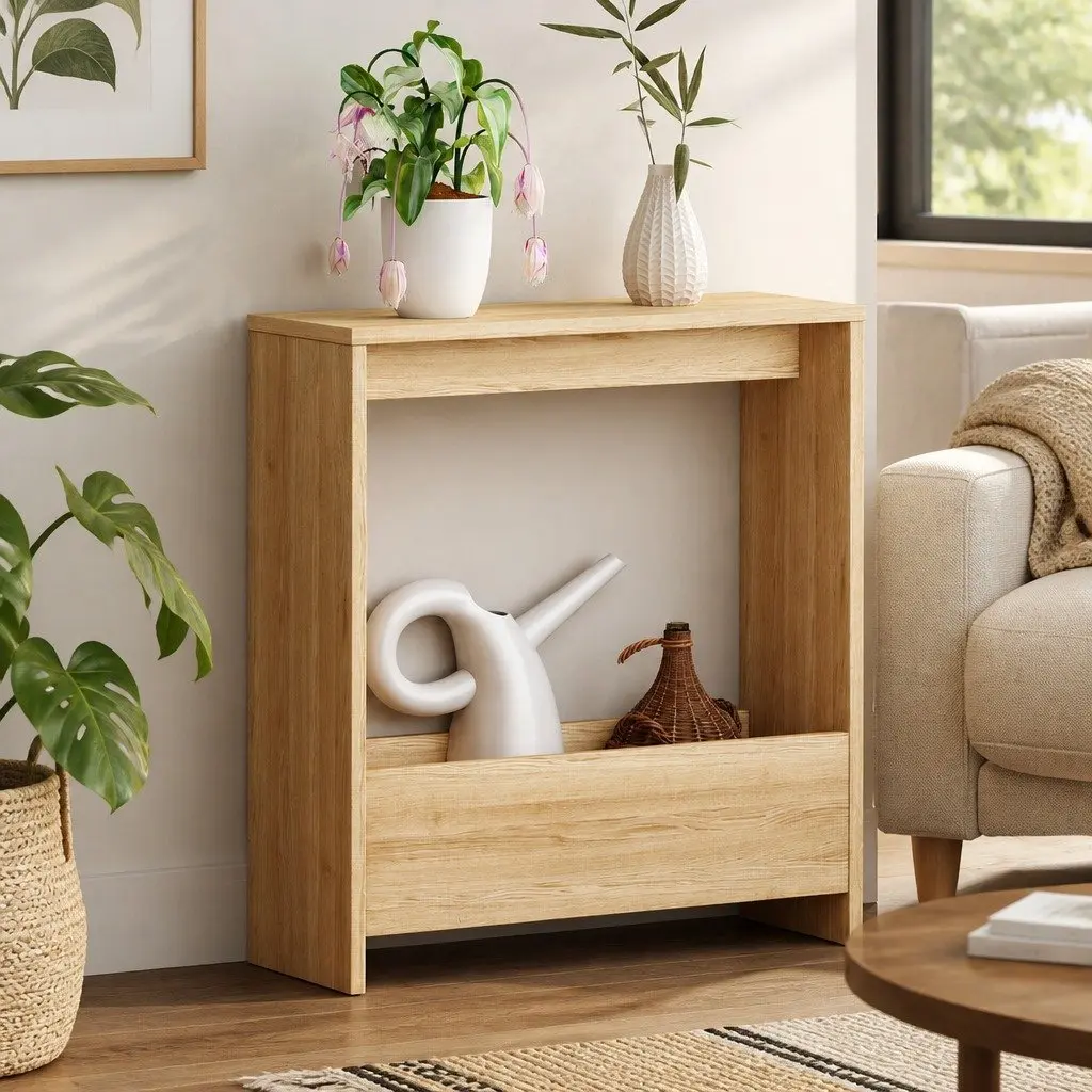 Compact Side Table with Magazine Rack Storage Modern End Table Small Living