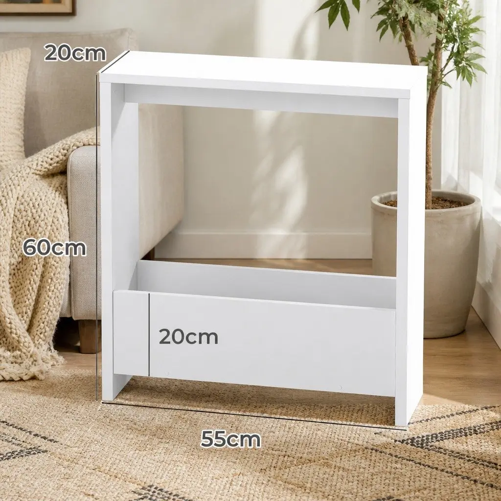 Compact Side Table with Magazine Rack Storage End Table Modern Living Room