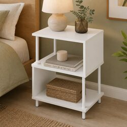 S-Shaped Modern Side Table with Three-Tier Storage