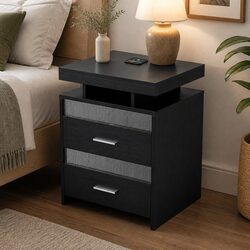 Smart Bedside Table with Charging Station and RGB Lighting