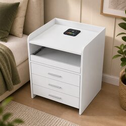 Smart Nightstand with USB Charging and Motion Sensor Light