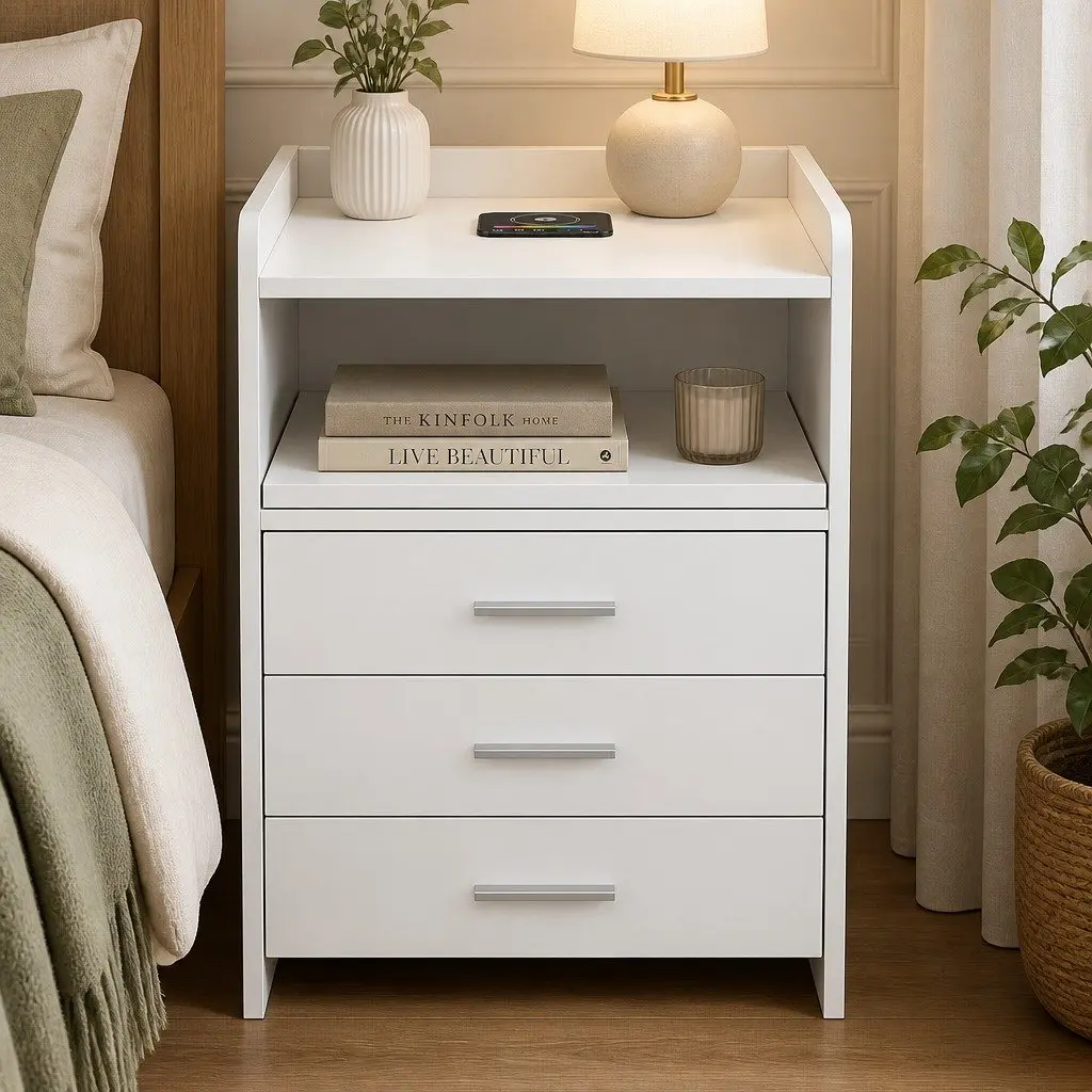 Nightstand with USB Charging and Motion Sensor Light