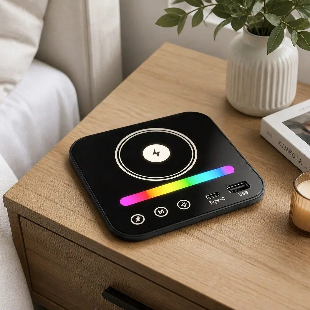Nightstand with USB Charging and Motion Sensor Light