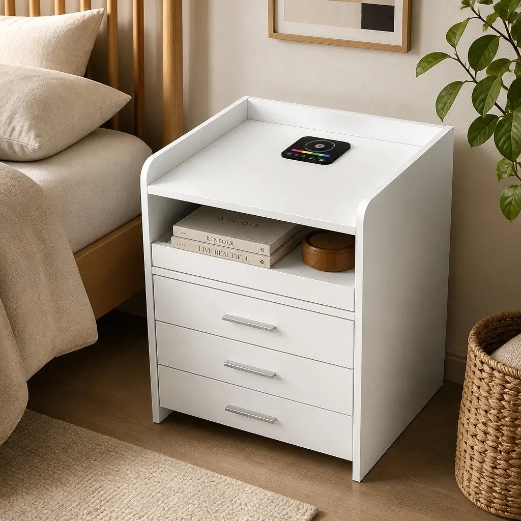 Nightstand with USB Charging and Motion Sensor Light
