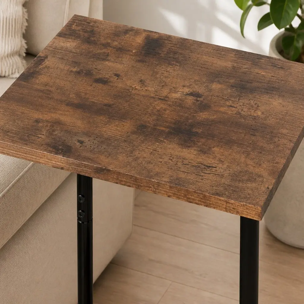 2-Tier Industrial Side Table Storage Shelf Nightstand End Table Compact