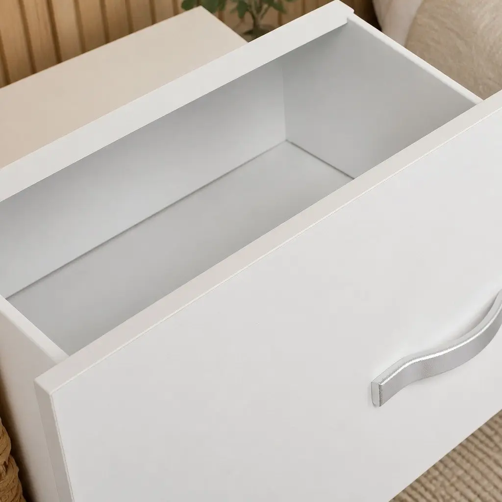 Bedside Table White 2 Drawer Storage Nightstand Bedroom Cabinet MDF PB Board PVC