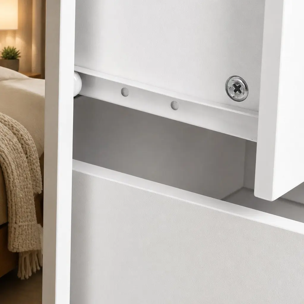 Bedside Table White 2 Drawer Storage Nightstand Bedroom Cabinet MDF PB Board PVC