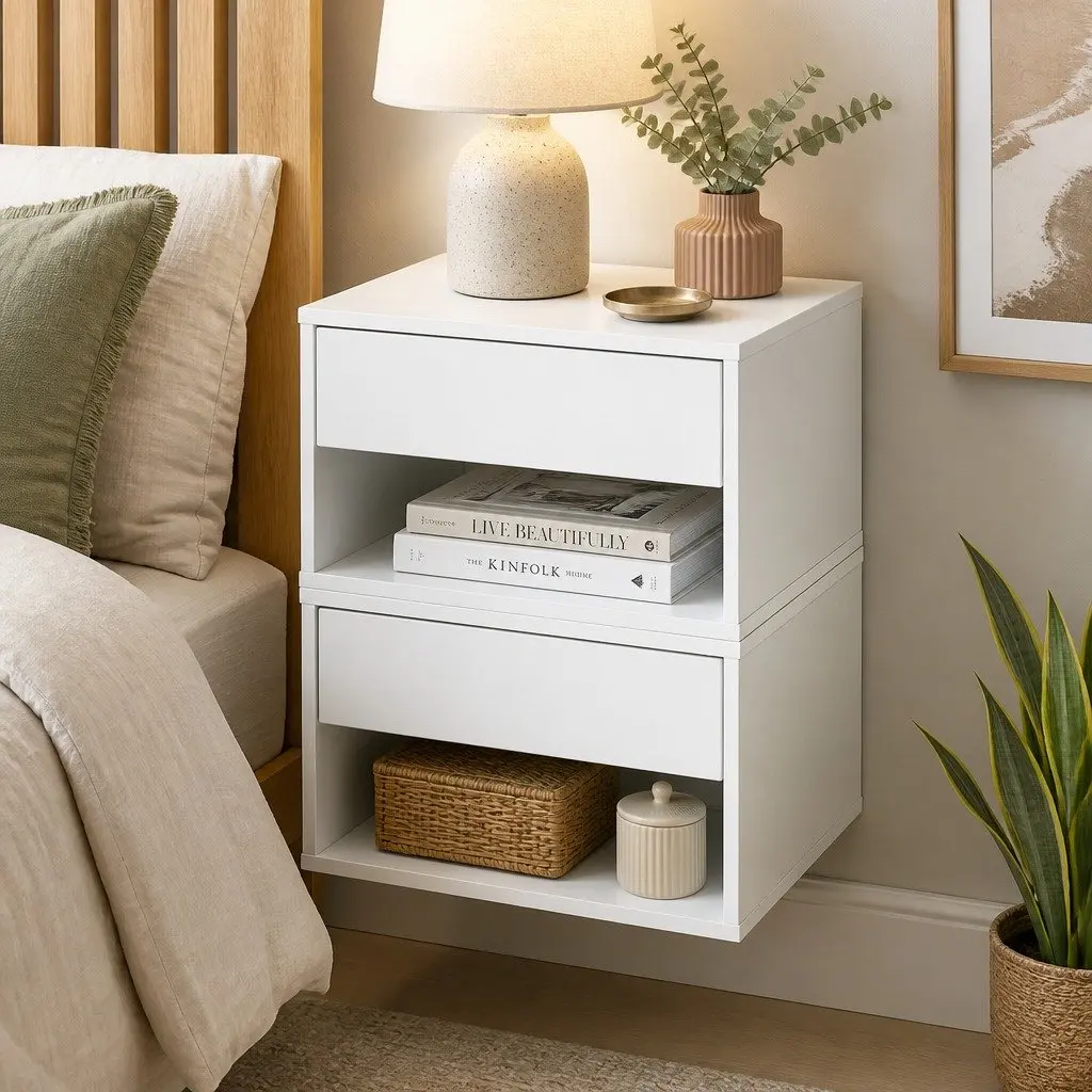 Set of 2 Wall Mount Floating Bedside Tables