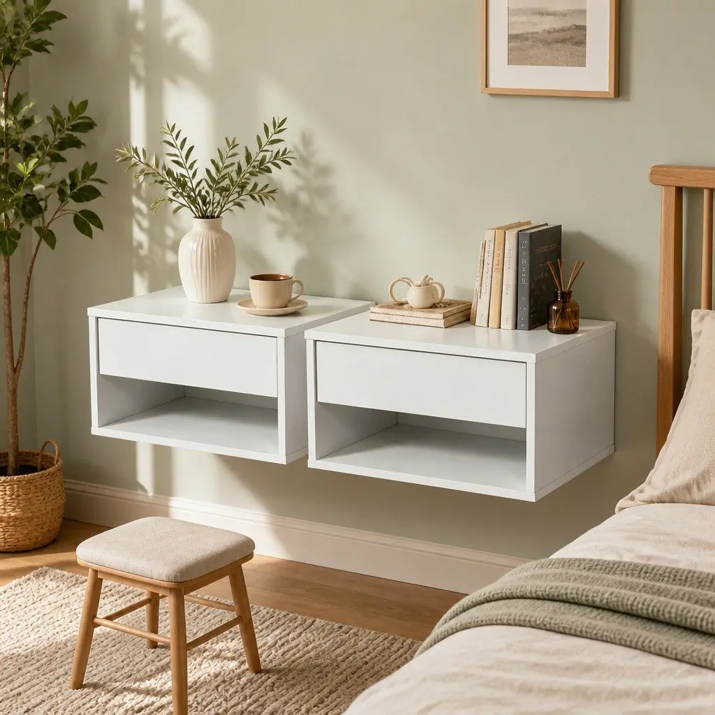 Set of 2 Wall Mount Floating Bedside Tables