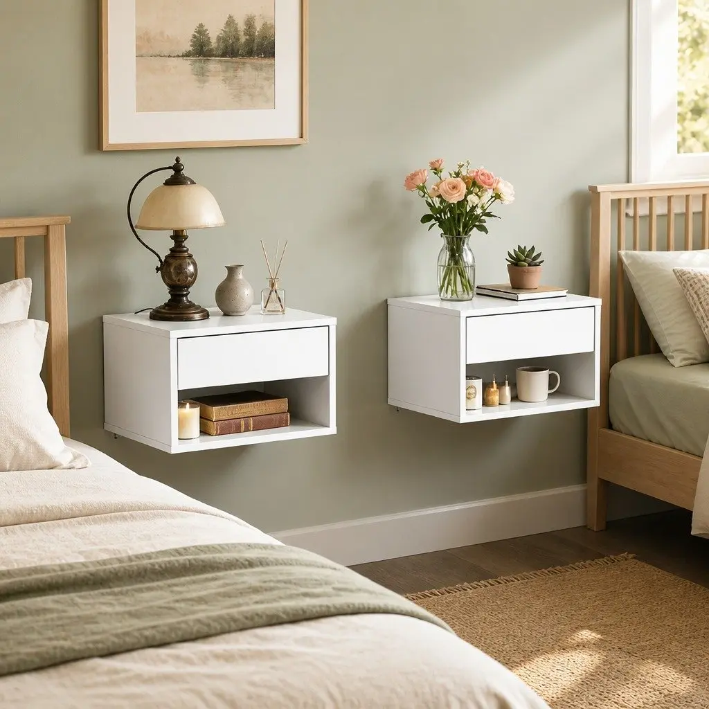 Set of 2 Wall Mount Floating Bedside Tables