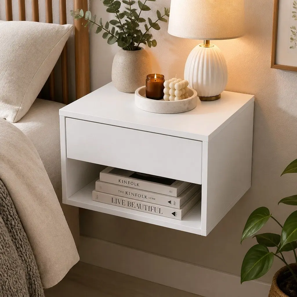 Set of 2 Wall Mount Floating Bedside Tables