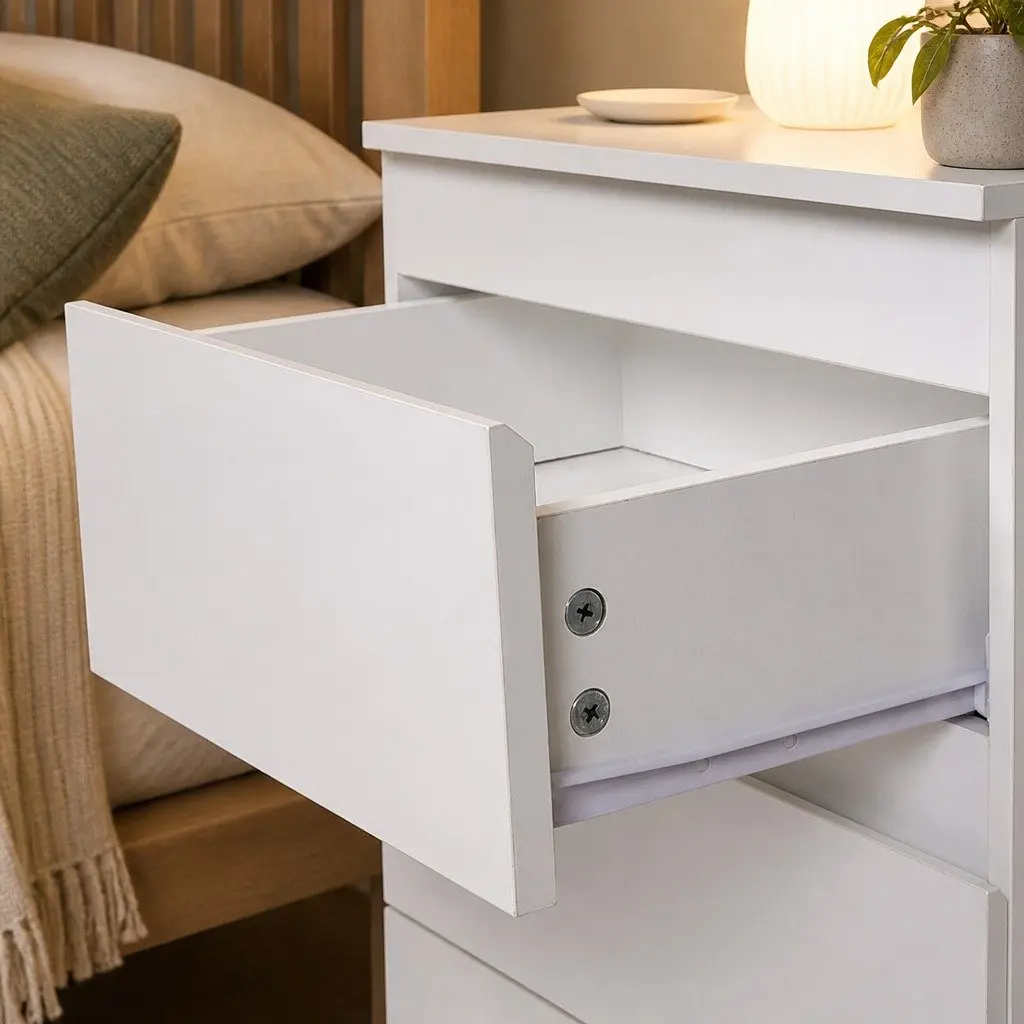 Bedside Table Side Table 3 Drawers Storage Nightstand Bedroom Cabinet White