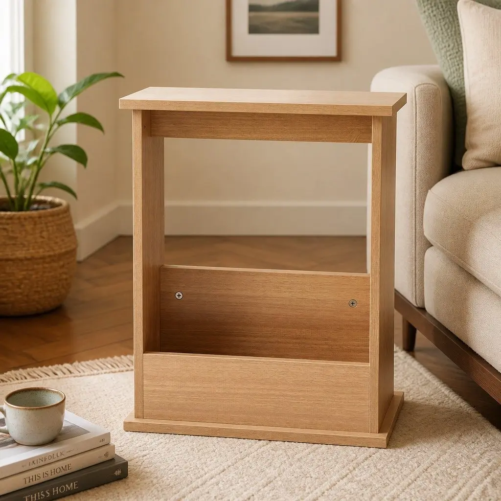 Narrow Side Table Magazine Rack Slim End Bedside Storage Bedroom Living Room
