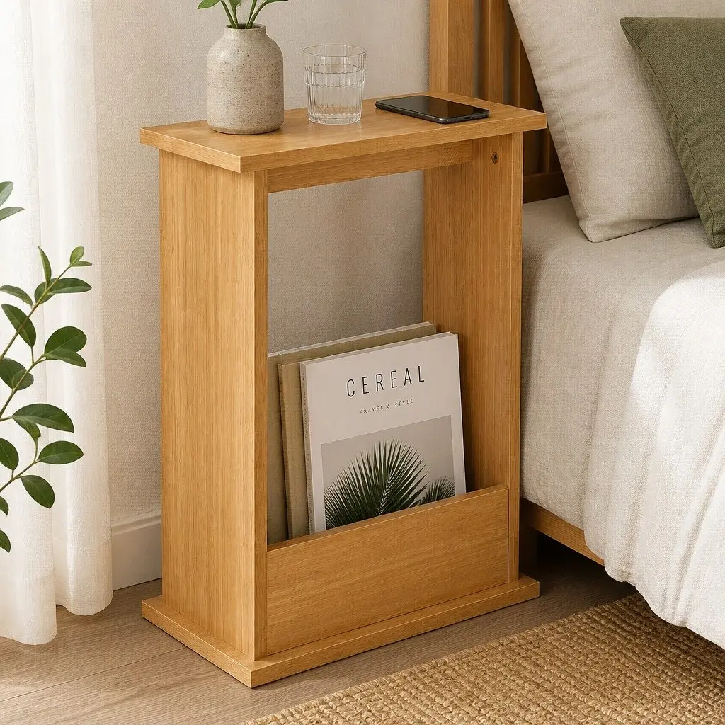 Narrow Side Table Magazine Rack Slim End Bedside Storage Bedroom Living Room
