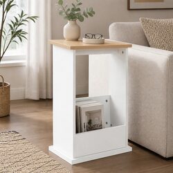 Narrow Side Table with Magazine Rack for Living Room