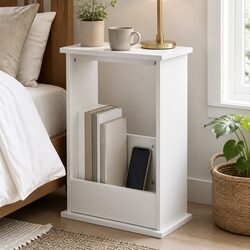 Slim End Table with Magazine Storage for Modern Spaces