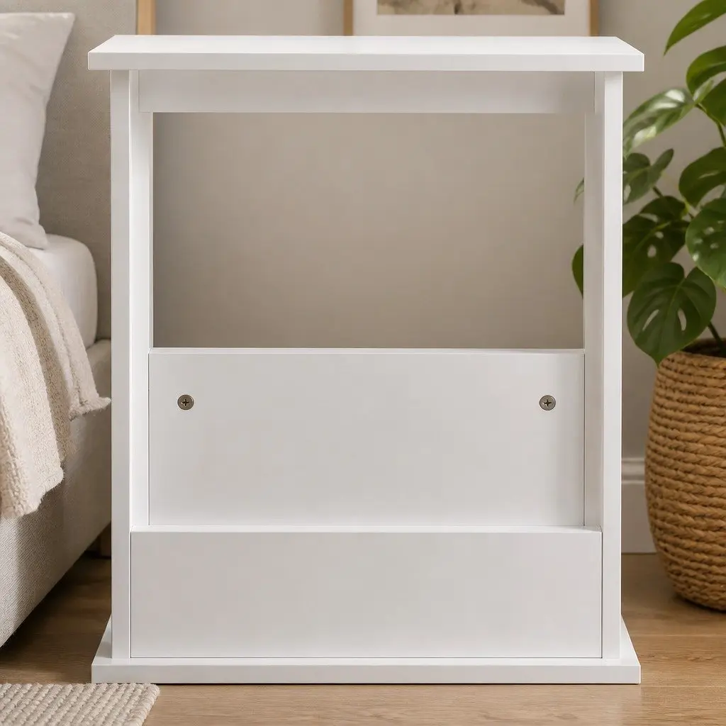 Narrow Side Table Modern White 45cm x 18cm x 55cm MDF with Melamine Coating