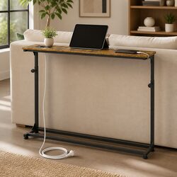 Narrow Console Table Adjustable Height Behind Sofa Power Outlet USB Charging
