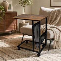 Charming Mobile Side Table with Industrial Style