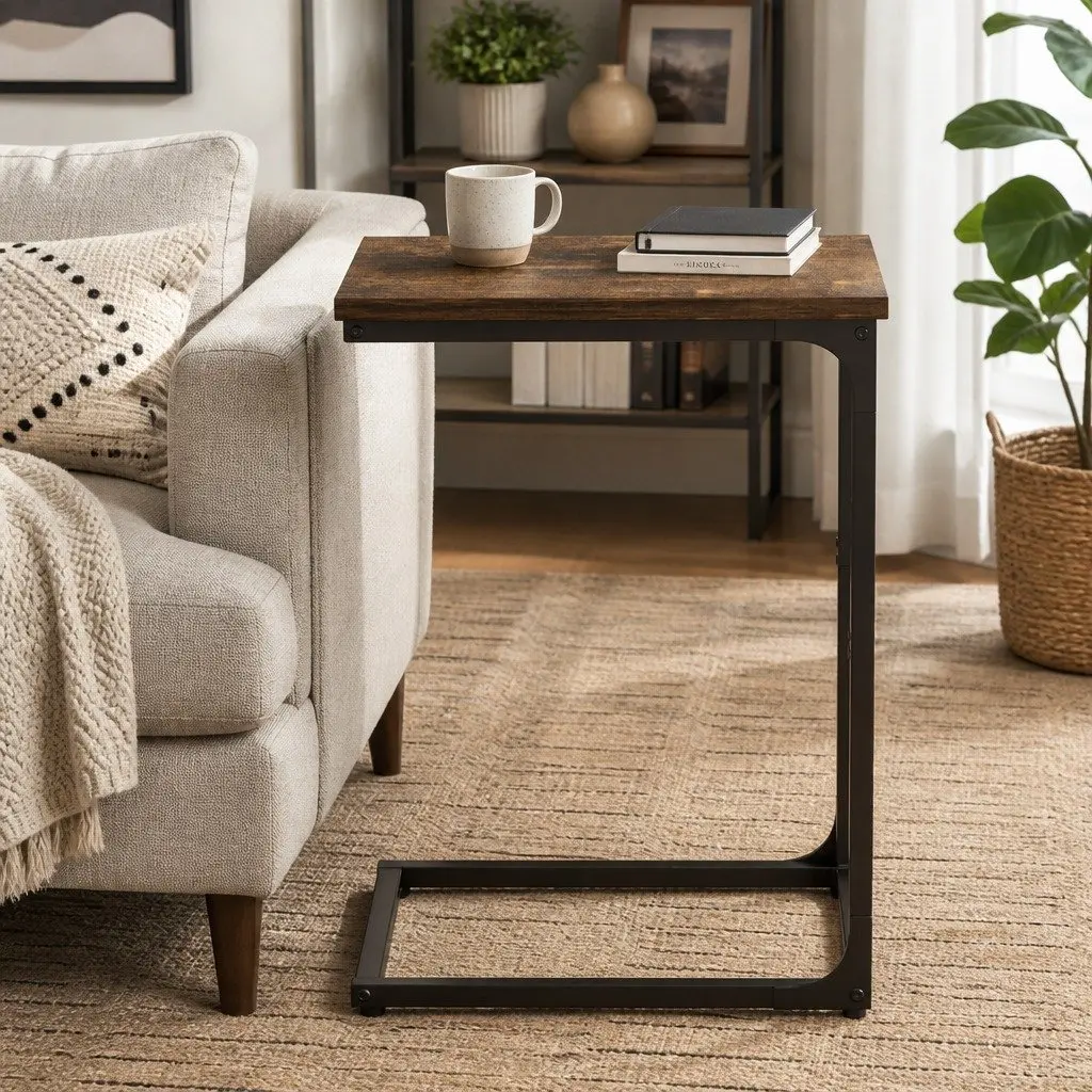 C-Shaped End Table for Living Room and Office
