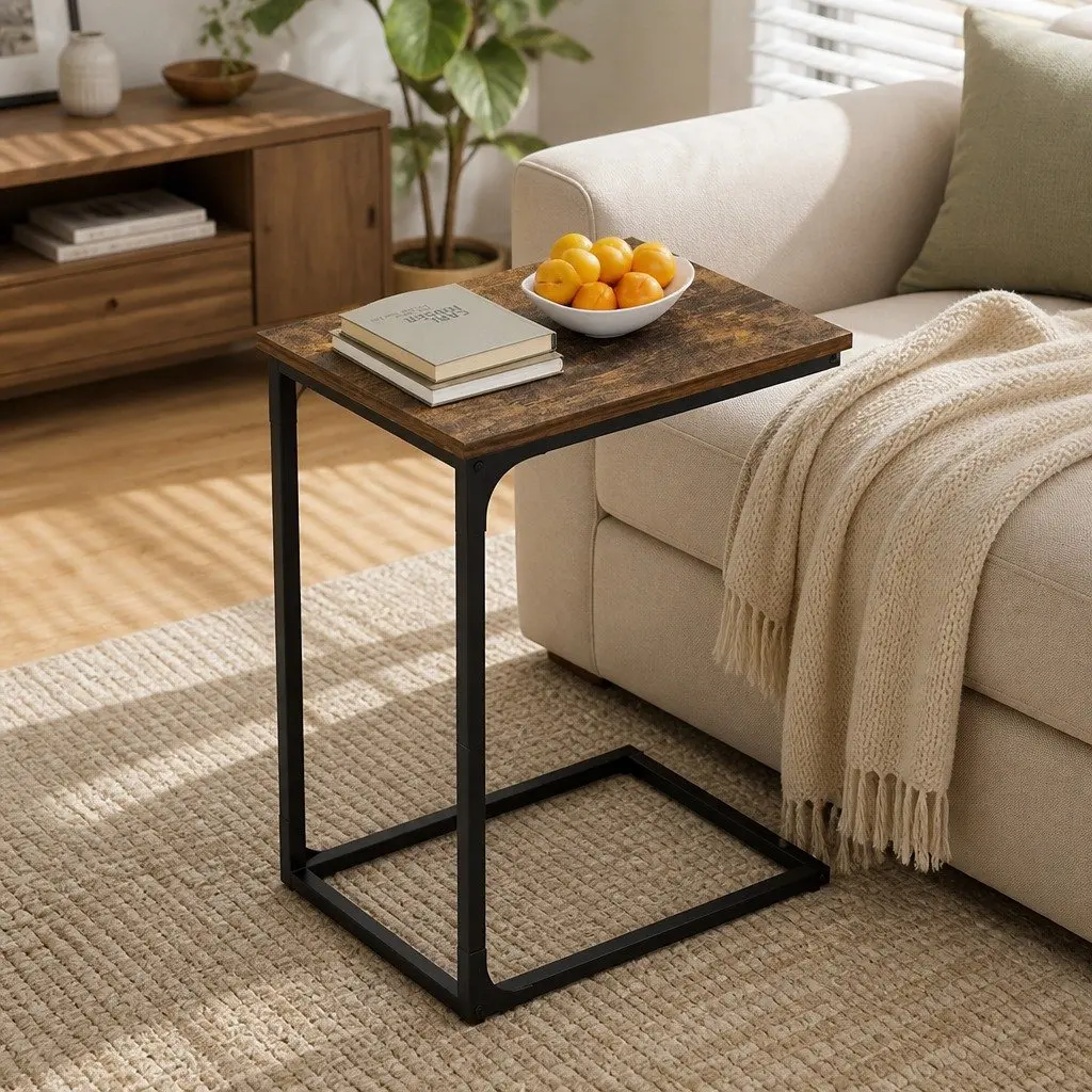 C-Shaped End Table for Living Room and Office