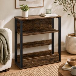 Charming 3-Tier Side Table with Metal Frame and Wood Top