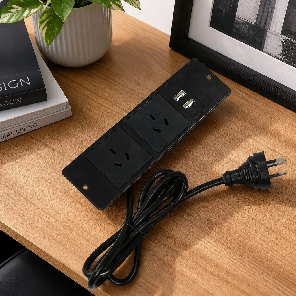 Narrow Side Table with USB Ports and Storage Drawers