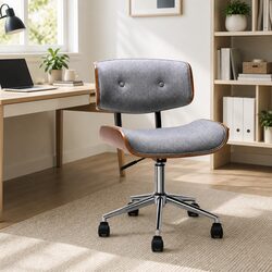 Wooden Frame Grey Fabric Office Chair with Adjustable Height