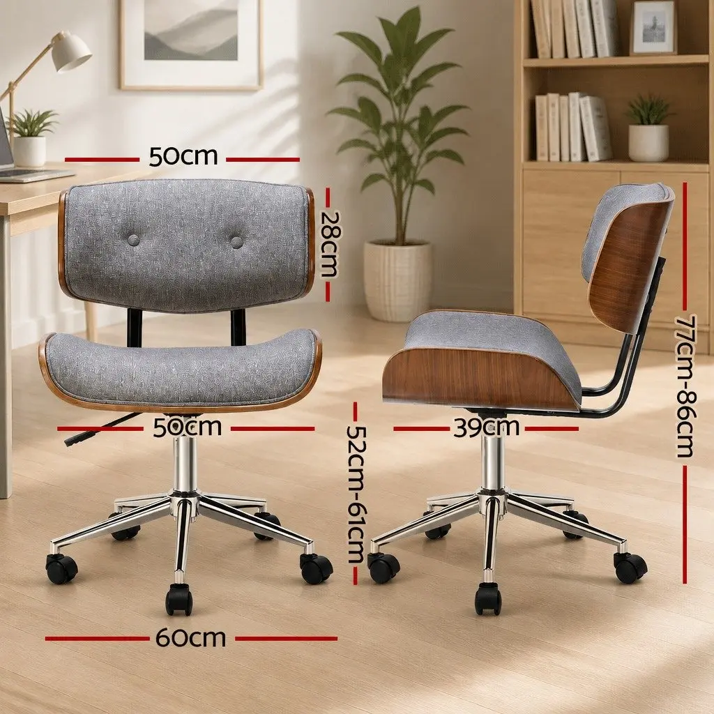 Wooden Frame Grey Fabric Office Chair with Adjustable Height