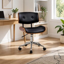Comfortable Swivel Office Chair with Wooden Frame