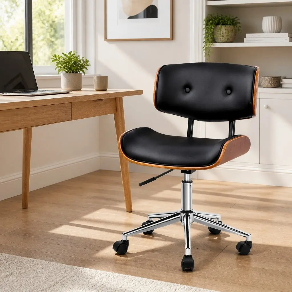 Swivel Office Chair with Wooden Frame