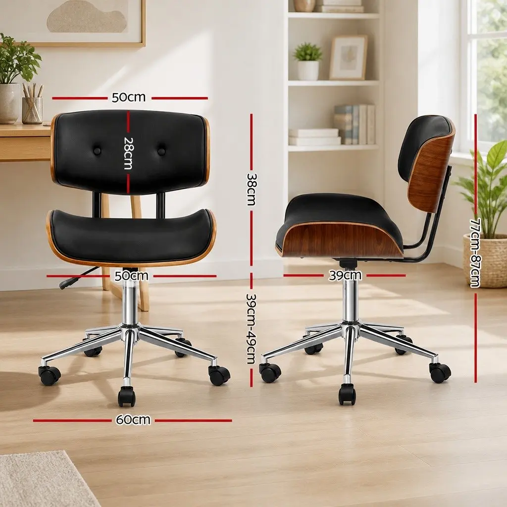 Swivel Office Chair with Wooden Frame