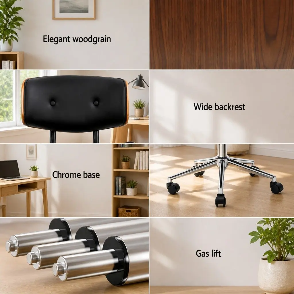 Swivel Office Chair with Wooden Frame