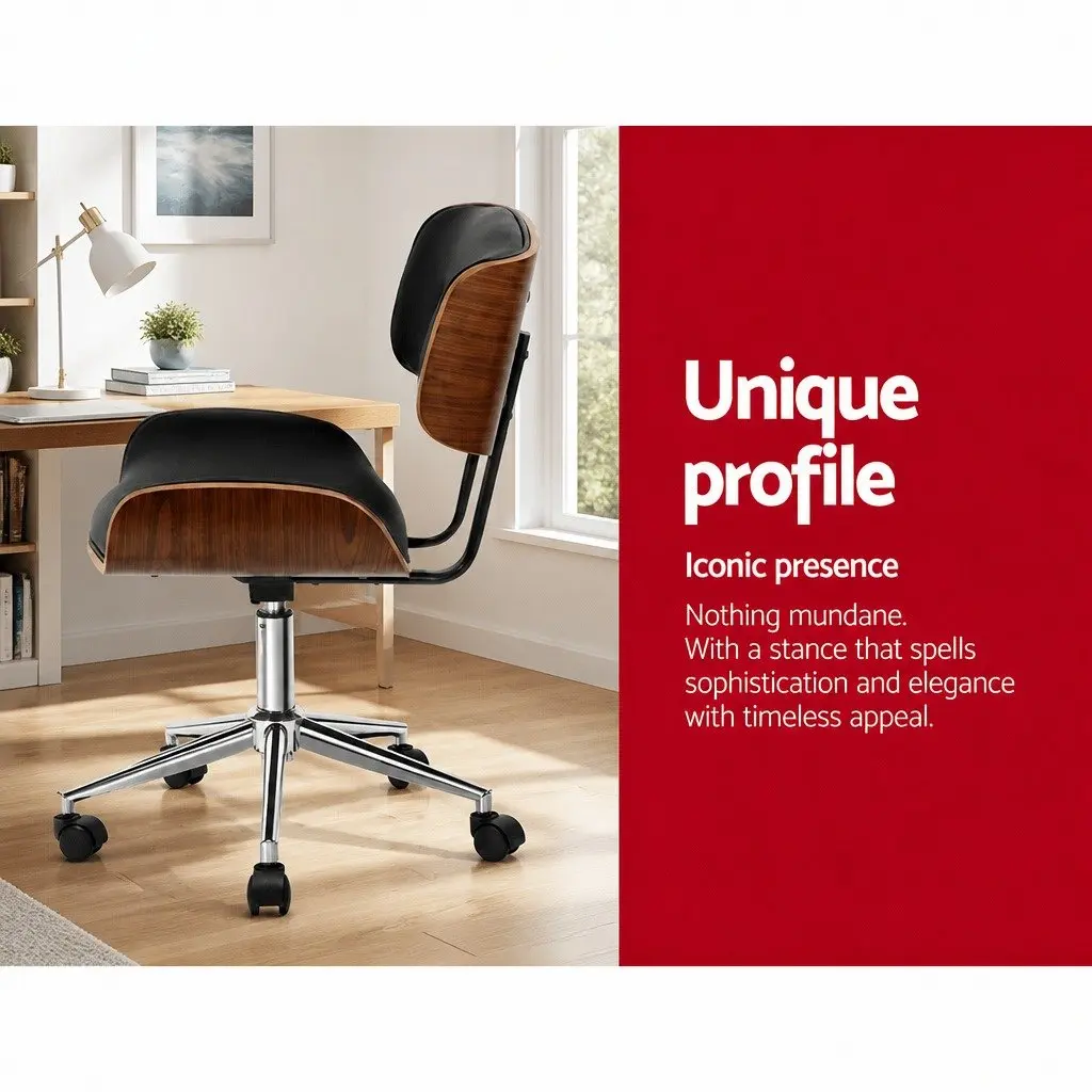Swivel Office Chair with Wooden Frame