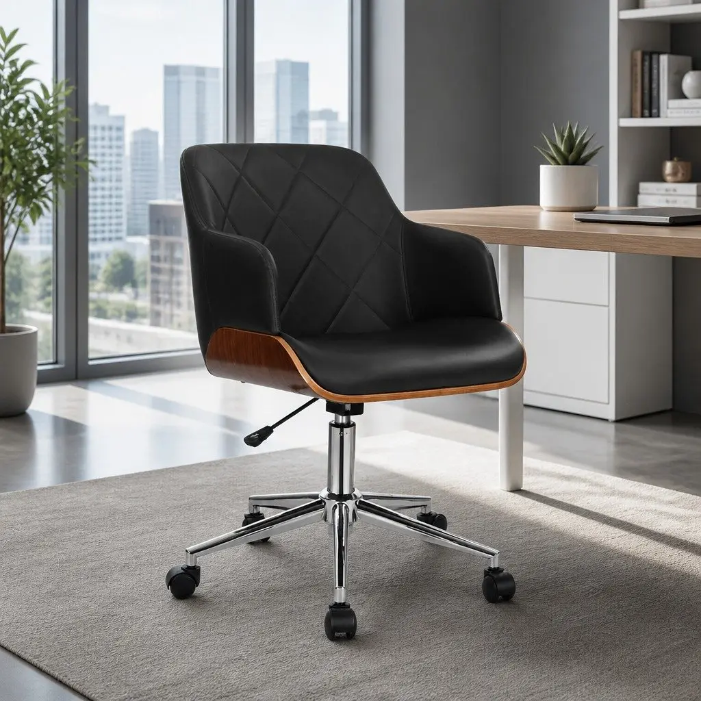 Wooden Office Chair with Adjustable Height