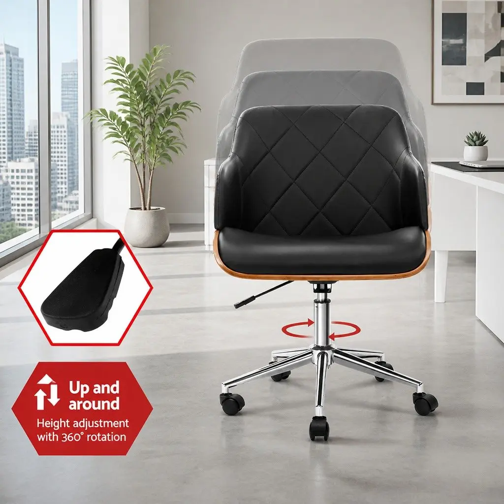 Wooden Office Chair with Adjustable Height