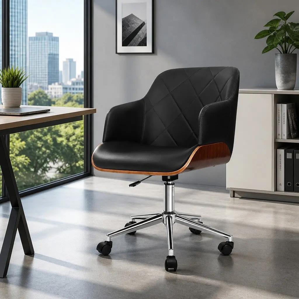 Wooden Office Chair with Adjustable Height