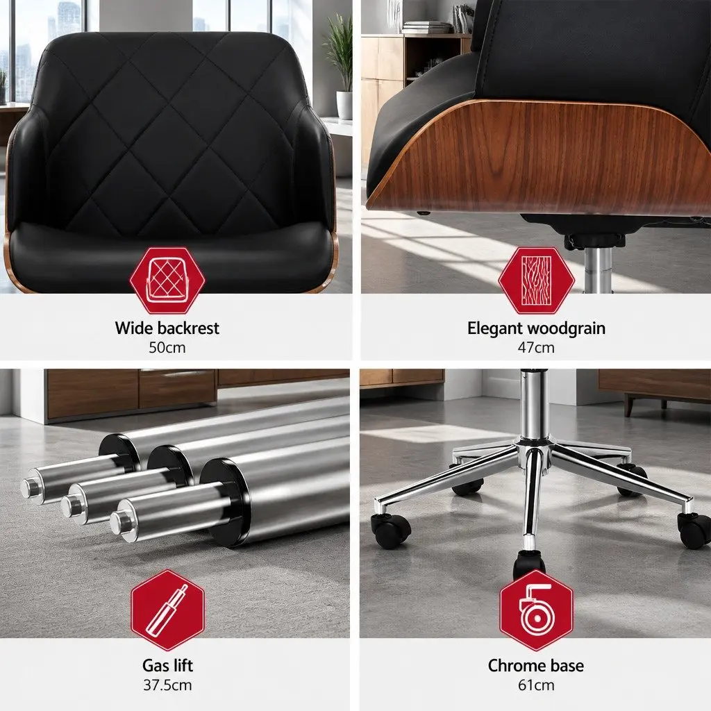 Wooden Office Chair with Adjustable Height