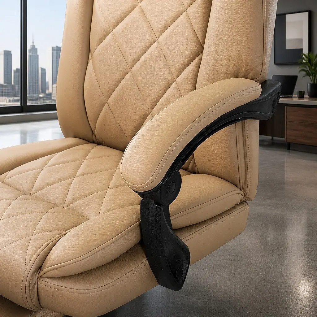 Brown Leather Executive Office Chair with Footrest