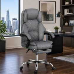 High Back Grey Executive Office Chair with Footrest