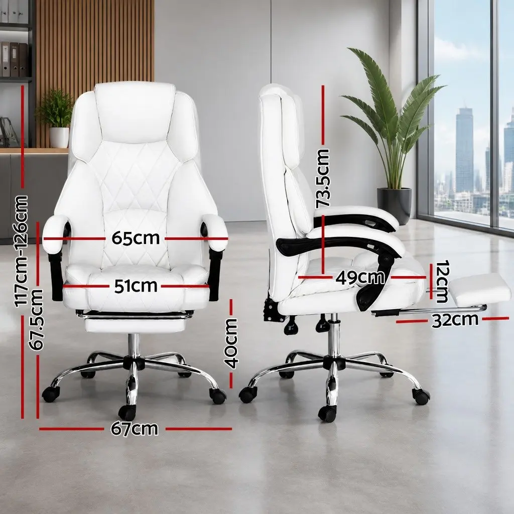White Executive Office Chair with Footrest