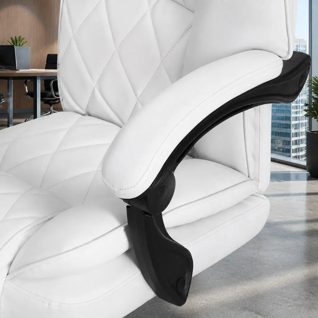 White Executive Office Chair with Footrest