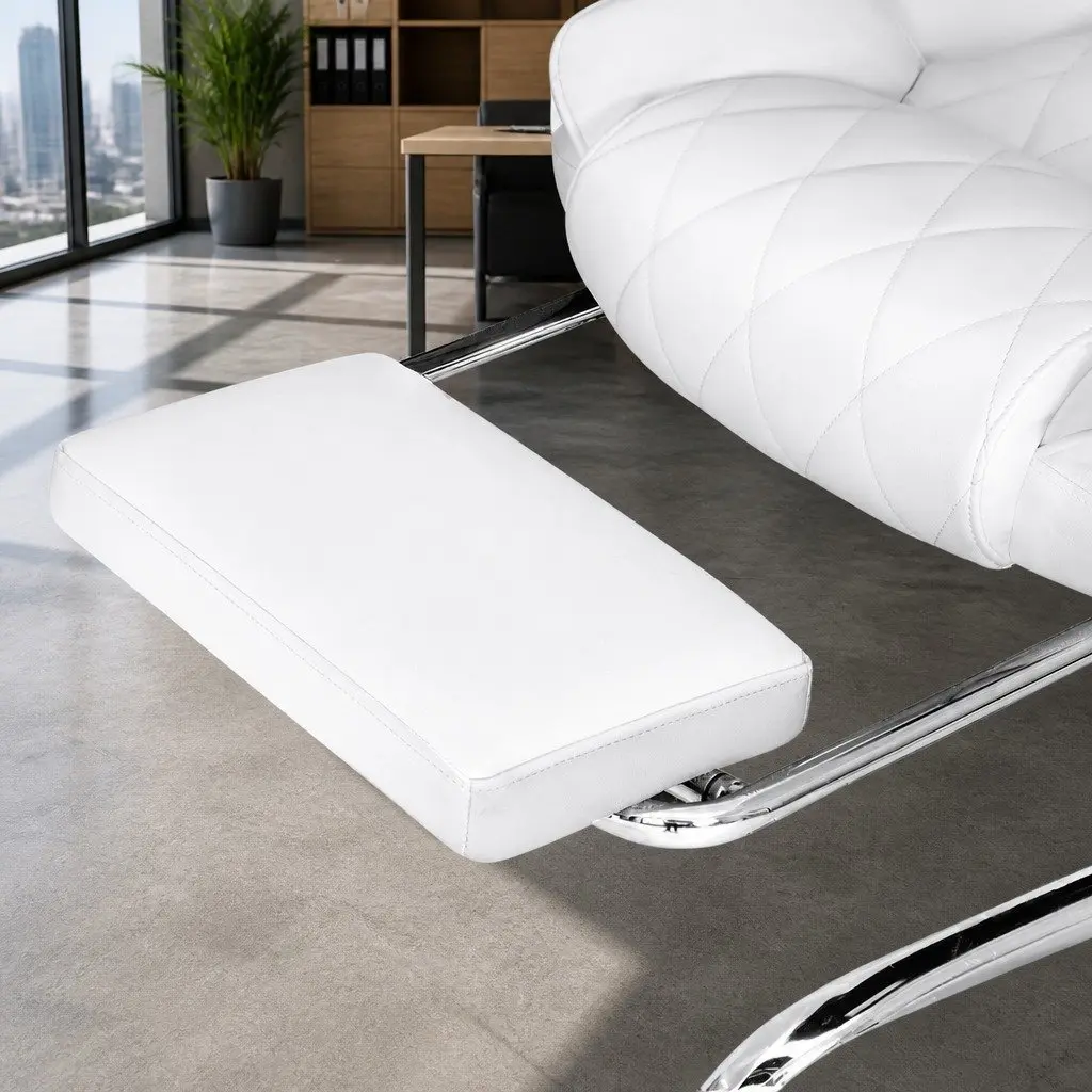 White Executive Office Chair with Footrest