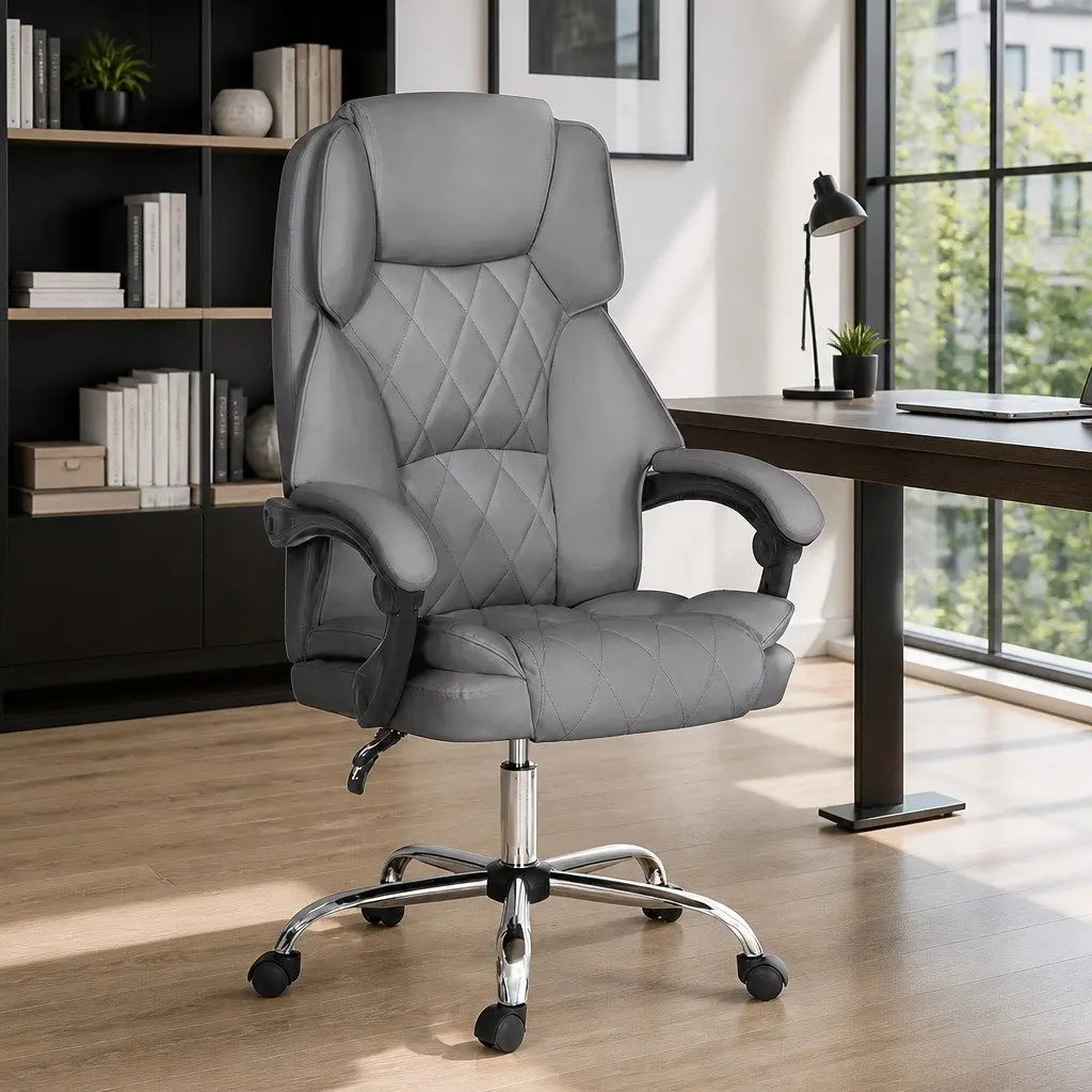 Grey Executive Office Chair with Recline