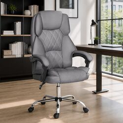 Comfortable Grey Executive Office Chair with Recline