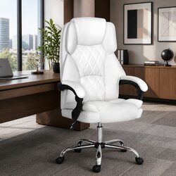 Comfortable High-Back Executive Office Chair in White