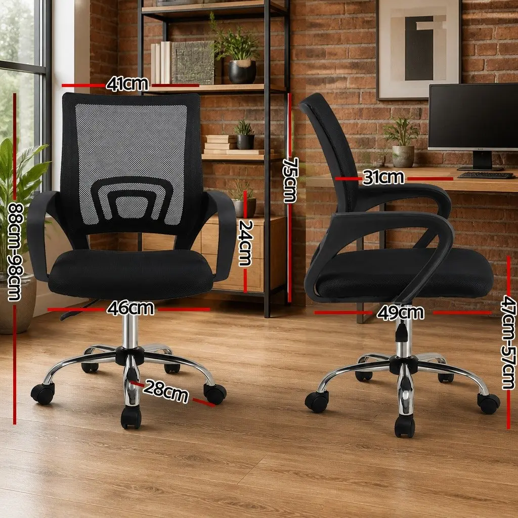 Mesh Office Chair Mid Back Black Ergonomic Design 360 Rotatable Gas Lift Height
