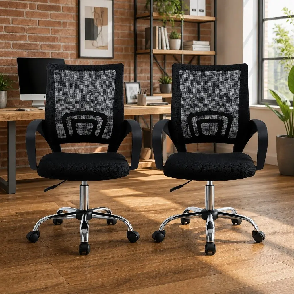 Mesh Office Chair Mid Back Black Ergonomic Design 360 Rotatable Gas Lift Height